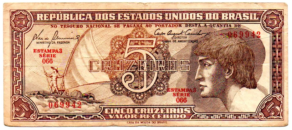 C111 - 5 Cruzeiros - Série 066 - Índio - Data: 1961 - MBC Imagem
