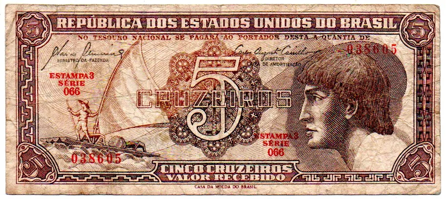 C111 - 5 Cruzeiros - Série 066 - Índio - Data: 1961 - BC