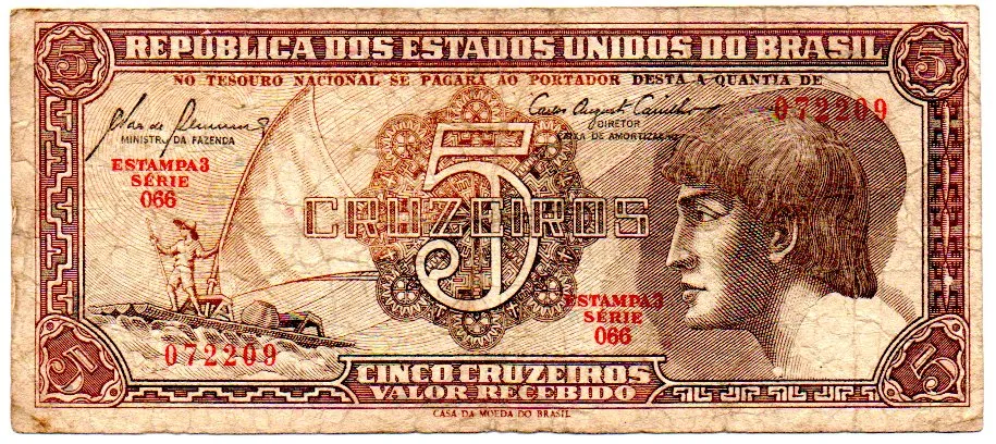 C111 - 5 Cruzeiros - Série 066 - Índio - Data: 1961 - BC Imagem
