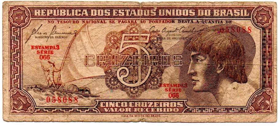 C111 - 5 Cruzeiros - Série 066 - Índio - Data: 1961 - R