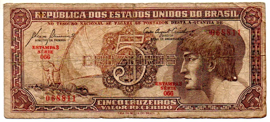 C111 - 5 Cruzeiros - Série 066 - Índio - Data: 1961 - R Imagem