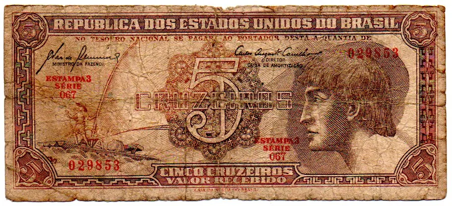C111 - 5 Cruzeiros - Série 067 - Índio - Data: 1961 - UTG Imagem