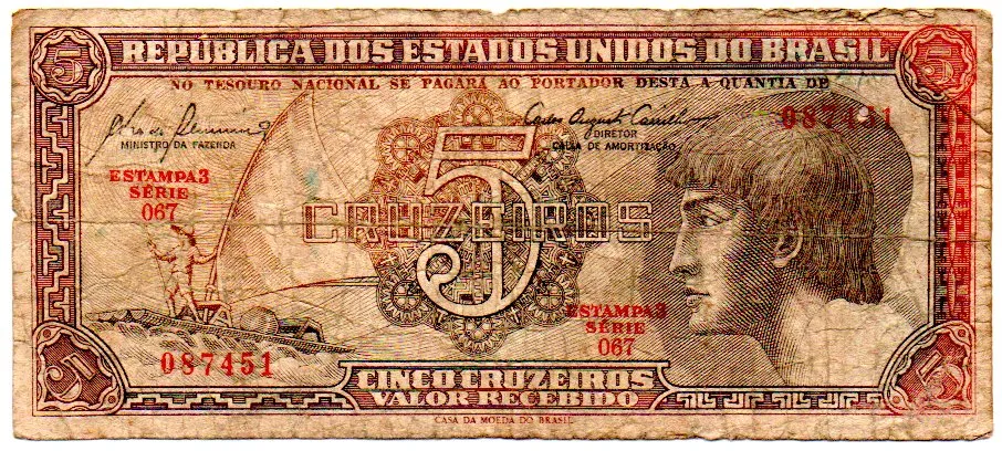 C111 - 5 Cruzeiros - Série 067 - Índio - Data: 1961 - UTG