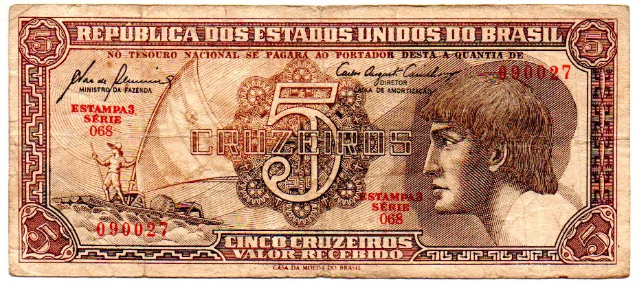 C111 - 5 Cruzeiros - Série 068 - Índio - Data: 1961 - BC