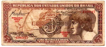 C111 - 5 Cruzeiros - Série 068 - Índio - Data: 1961 - BC