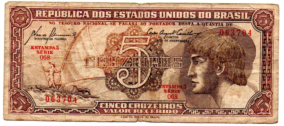 C111 - 5 Cruzeiros - Série 068 - Índio - Data: 1961 - R
