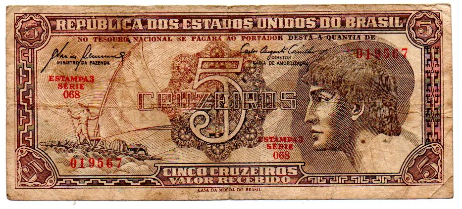 C111 - 5 Cruzeiros - Série 068 - Índio - Data: 1961 - BC