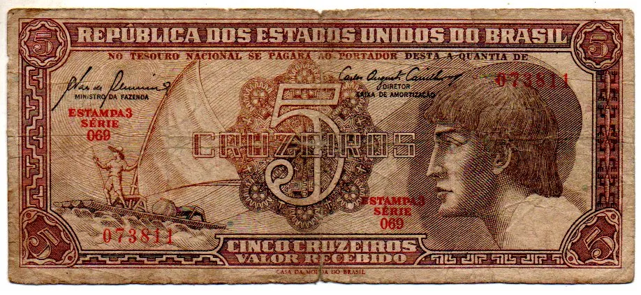 C111 - 5 Cruzeiros - Série 069 - Índio - Data: 1961 - R