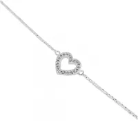 Pulseira de prata alta coração - PL2173