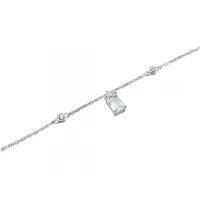 Pulseira de prata alta baguete - 6225