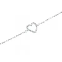 Pulseira de prata alta coração com cravejado - 5267