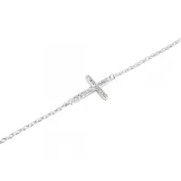 Pulseira de prata alta cruz cravejada - 5401