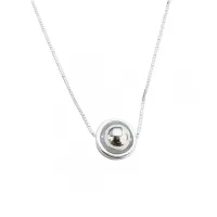 Colar de prata alta círculo com esfera - PG0295