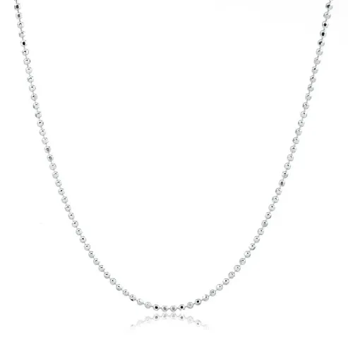 Corrente prata alta bolinhas diamantadas 40 cm - COR100