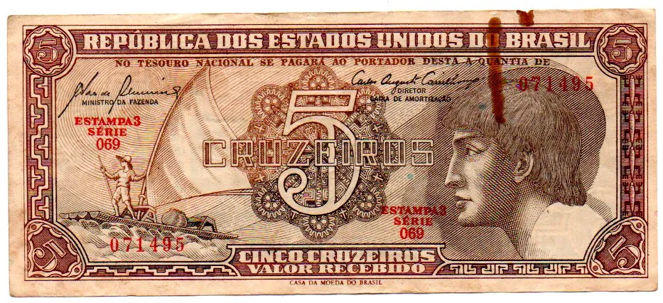 C111 - 5 Cruzeiros - Série 069 - Índio - Data: 1961 - R