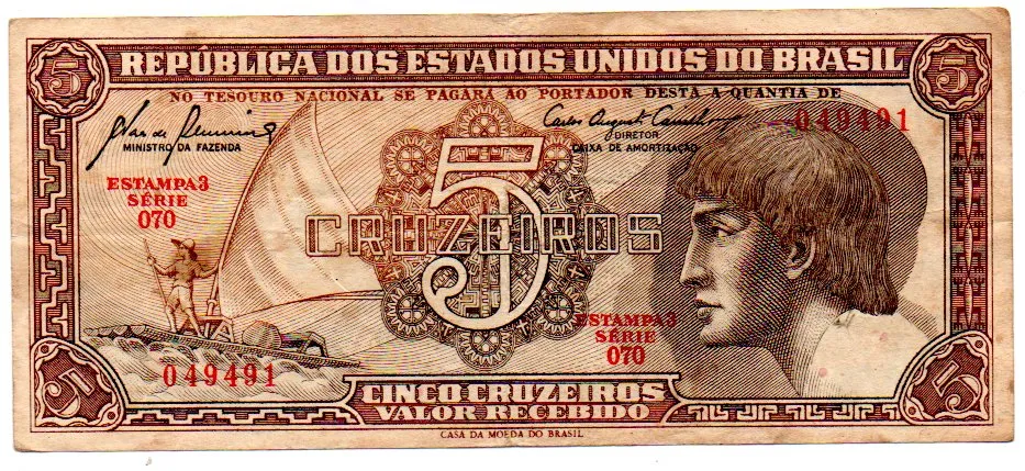 C111 - 5 Cruzeiros - Série 070 - Índio - Data: 1961 - MBC Imagem