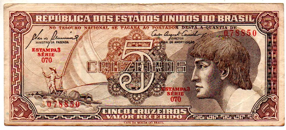 C111 - 5 Cruzeiros - Série 070 - Índio - Data: 1961 - MBC