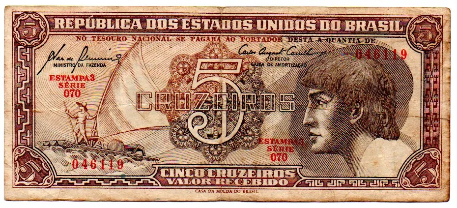C111 - 5 Cruzeiros - Série 070 - Índio - Data: 1961 - MBC Imagem