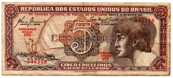 C111 - 5 Cruzeiros - Série 070 - Índio - Data: 1961 - MBC