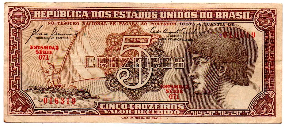 C111 - 5 Cruzeiros - Série 071 - Índio - Data: 1961 - MBC/Sob Imagem