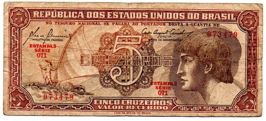 C111 - 5 Cruzeiros - Série 071 - Índio - Data: 1961 - R Imagem