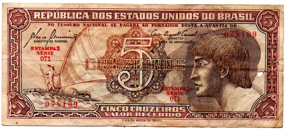 C111 - 5 Cruzeiros - Série 071 - Índio - Data: 1961 - UTG Imagem