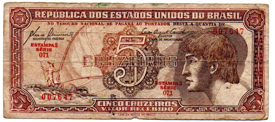 C111 - 5 Cruzeiros - Série 071 - Índio - Data: 1961 - R Imagem