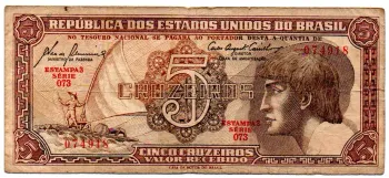 C111 - 5 Cruzeiros - Série 073 - Índio - Data: 1961 - BC