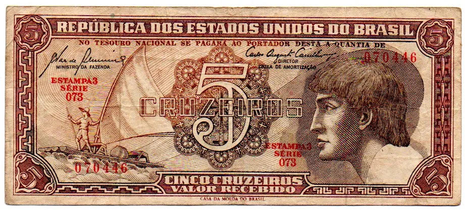 C111 - 5 Cruzeiros - Série 073 - Índio - Data: 1961 - MBC