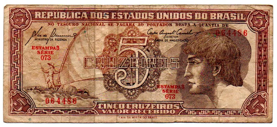 C111 - 5 Cruzeiros - Série 073 - Índio - Data: 1961 - R Imagem