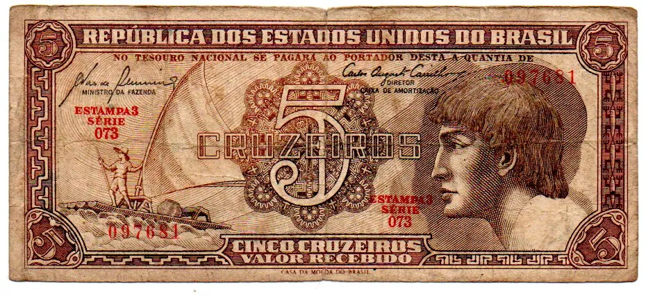 C111 - 5 Cruzeiros - Série 073 - Índio - Data: 1961 - BC