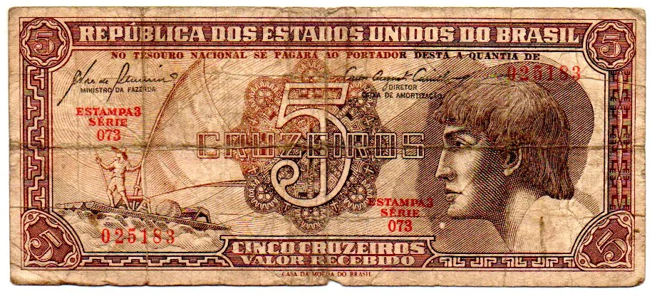 C111 - 5 Cruzeiros - Série 073 - Índio - Data: 1961 - R