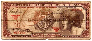 C111 - 5 Cruzeiros - Série 073 - Índio - Data: 1961 - R