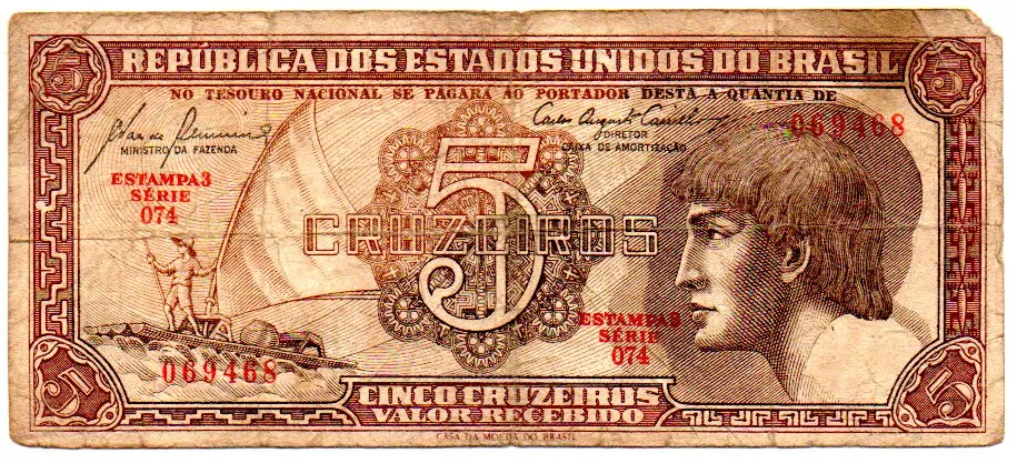 C111 - 5 Cruzeiros - Série 074 - Índio - Data: 1961 - UTG