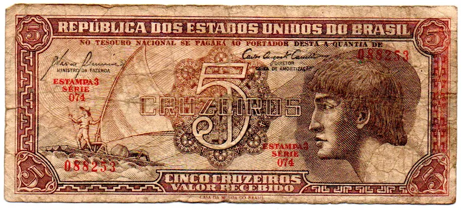 C111 - 5 Cruzeiros - Série 074 - Índio - Data: 1961 - R