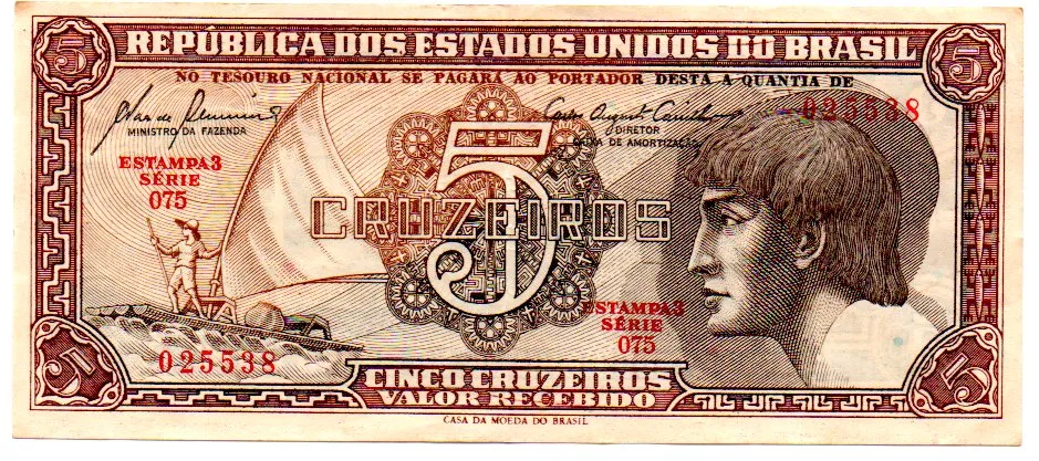 C111 - 5 Cruzeiros - Série 075 - Índio - Data: 1961 - Sob