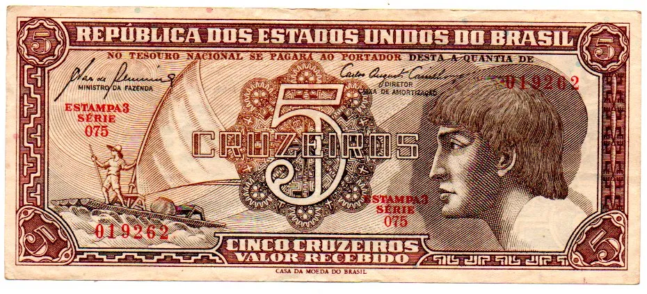 C111 - 5 Cruzeiros - Série 075 - Índio - Data: 1961 - Sob