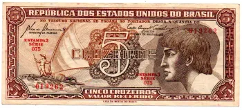 C111 - 5 Cruzeiros - Série 075 - Índio - Data: 1961 - Sob