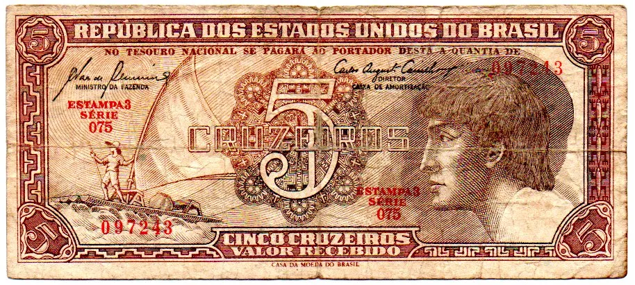 C111 - 5 Cruzeiros - Série 075 - Índio - Data: 1961 - BC