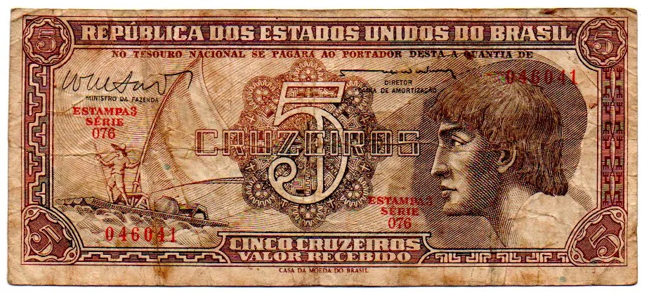 C112 - 5 Cruzeiros - Série 076 - Índio - Data: 1962 - BC