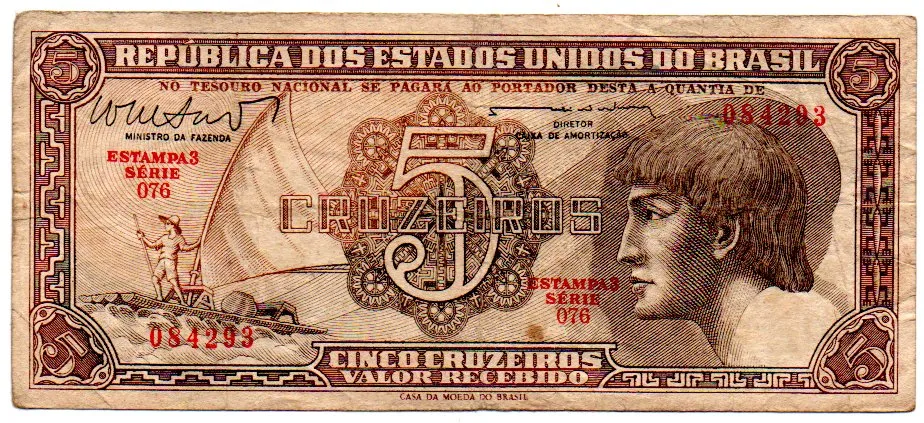 C112 - 5 Cruzeiros - Série 076 - Índio - Data: 1962 - BC