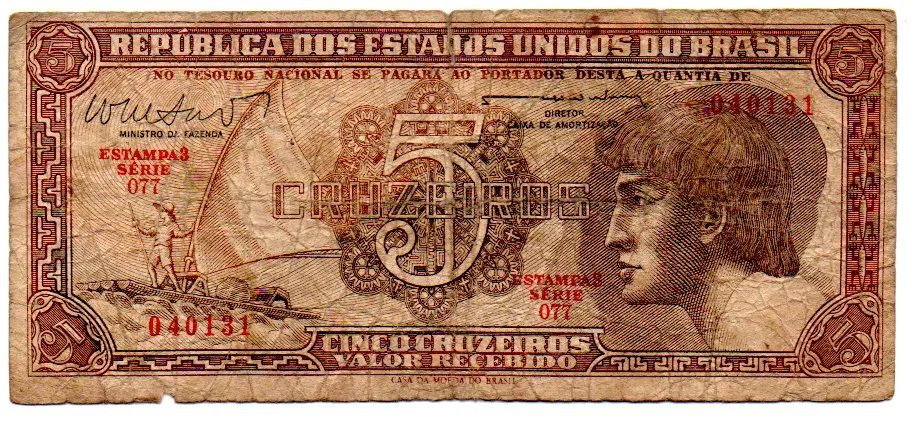 C112 - 5 Cruzeiros - Série 077 - Índio - Data: 1962 - UTG