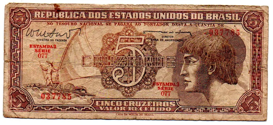 C112 - 5 Cruzeiros - Série 077 - Índio - Data: 1962 - R
