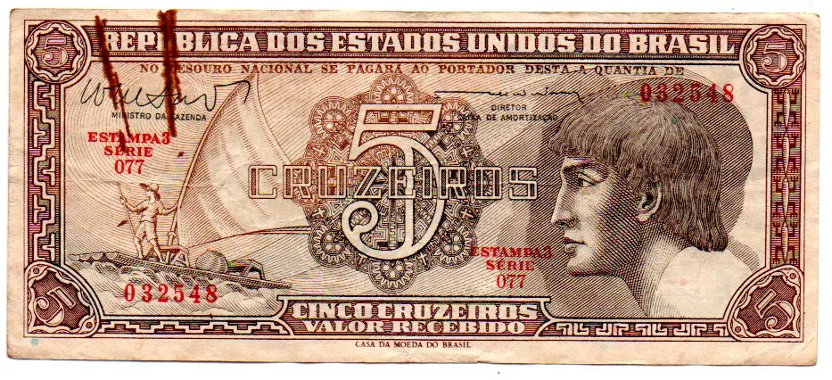 C112 - 5 Cruzeiros - Série 077 - Índio - Data: 1962 - R Imagem