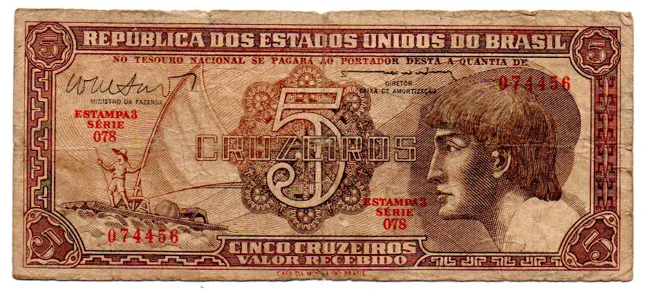 C112 - 5 Cruzeiros - Série 078 - Índio - Data: 1962 - R