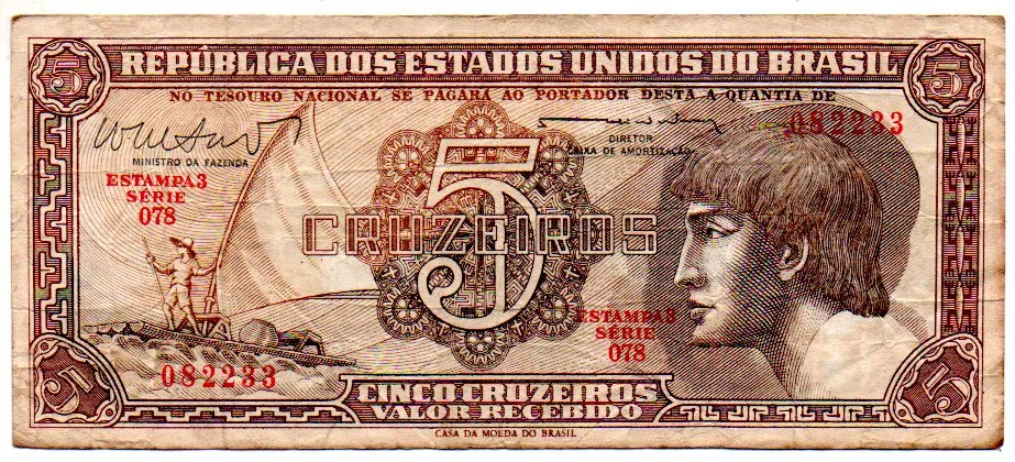 C112 - 5 Cruzeiros - Série 078 - Índio - Data: 1962 - BC Imagem