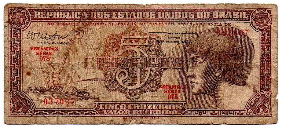 C112 - 5 Cruzeiros - Série 078 - Índio - Data: 1962 - R