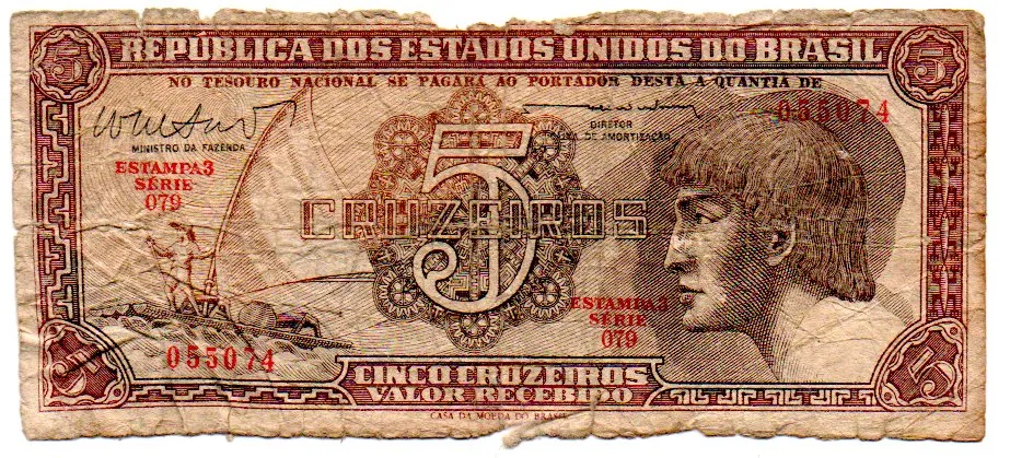 C112 - 5 Cruzeiros - Série 079 - Índio - Data: 1962 - UTG