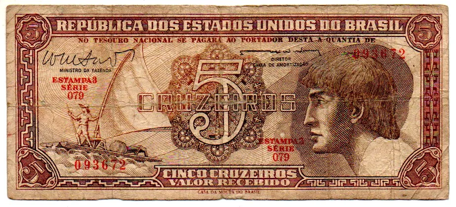 C112 - 5 Cruzeiros - Série 079 - Índio - Data: 1962 - BC Imagem