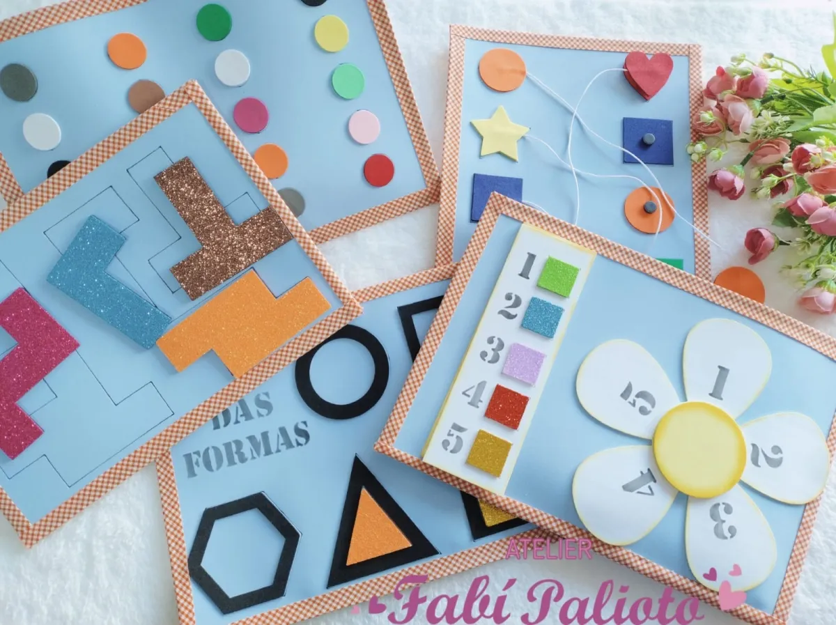 KIT36  Gabarito de Moldes em MDF jogos das Formas, cores e números. Imagem